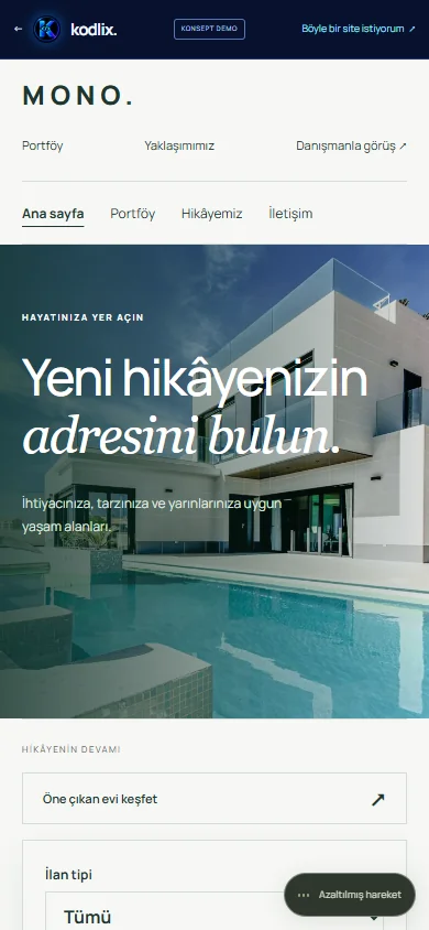 MONO telefon görünümü